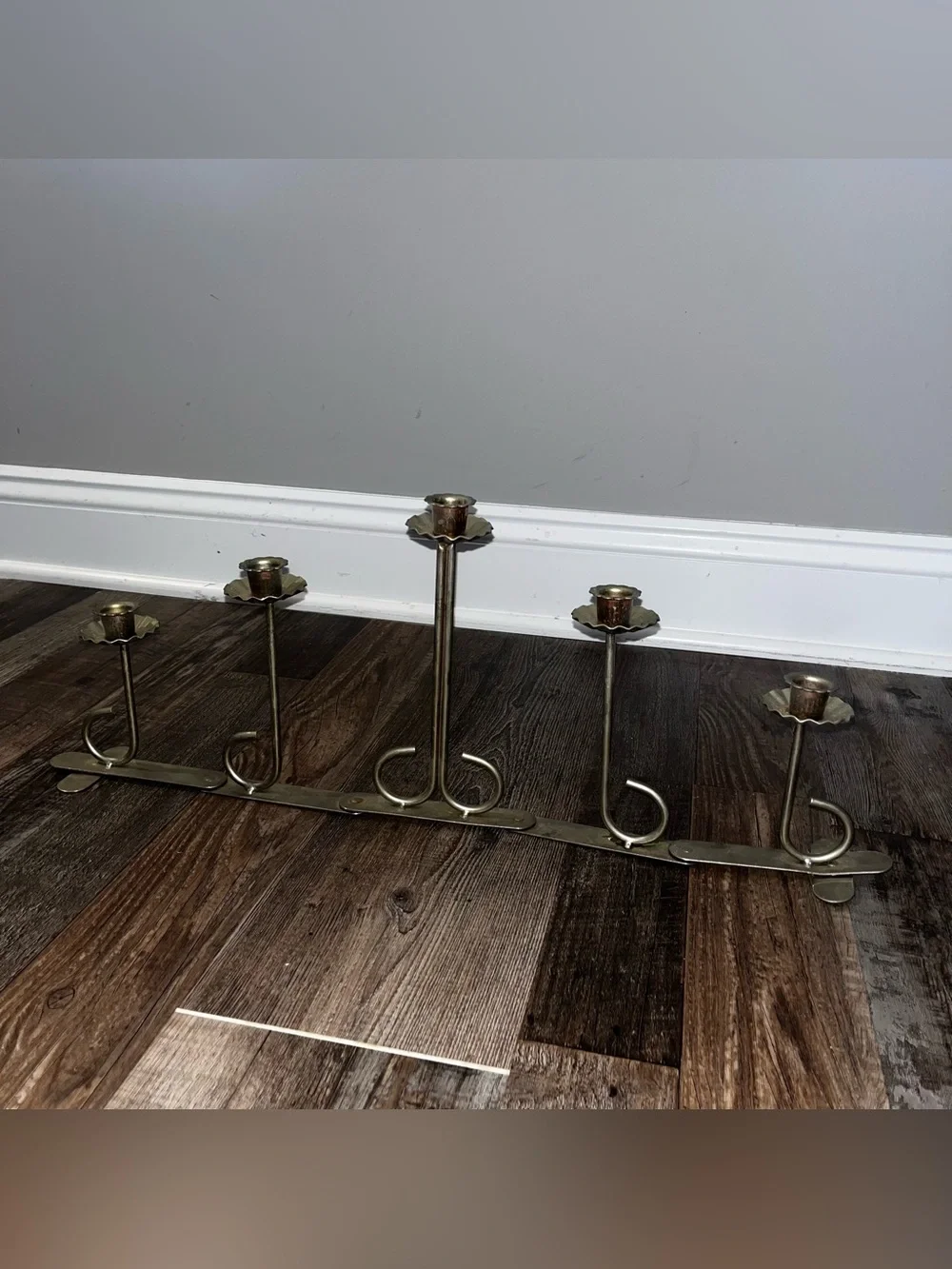 Brass Vintage 5-Candle Candelabra Accordion Style 4-10 Inches Tall